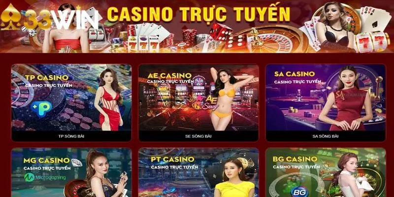 Hệ thống sảnh cung cấp dịch vụ đa dạng tại casino 33Win